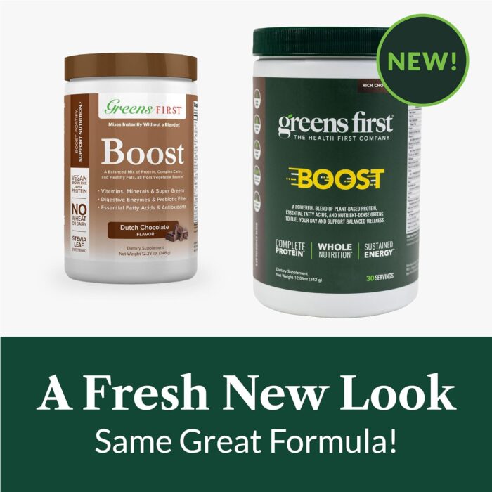 Greens First Boost - Plant-Based Protein & Balanced Nutrition - Superfood Shake Mix - No Wheat or Soy - Dairy-Free - Vegan - Dutch Chocolate, 12.28 oz. - Image 6
