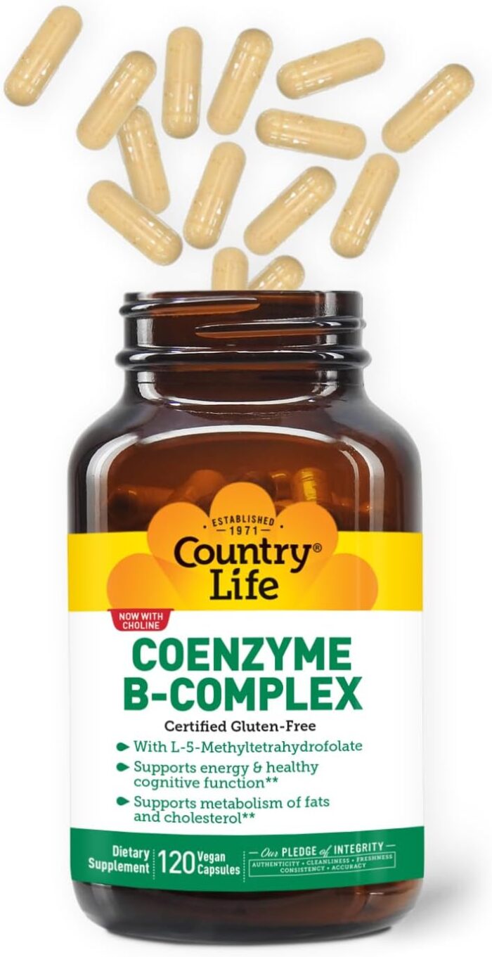 Country Life Coenzyme B-Complex, 120 Capsules – Supports Energy & Metabolism, Mood & Cognitive Function – Vegan, Gluten-Free, Bioavailable B Vitamins with Choline - Image 4
