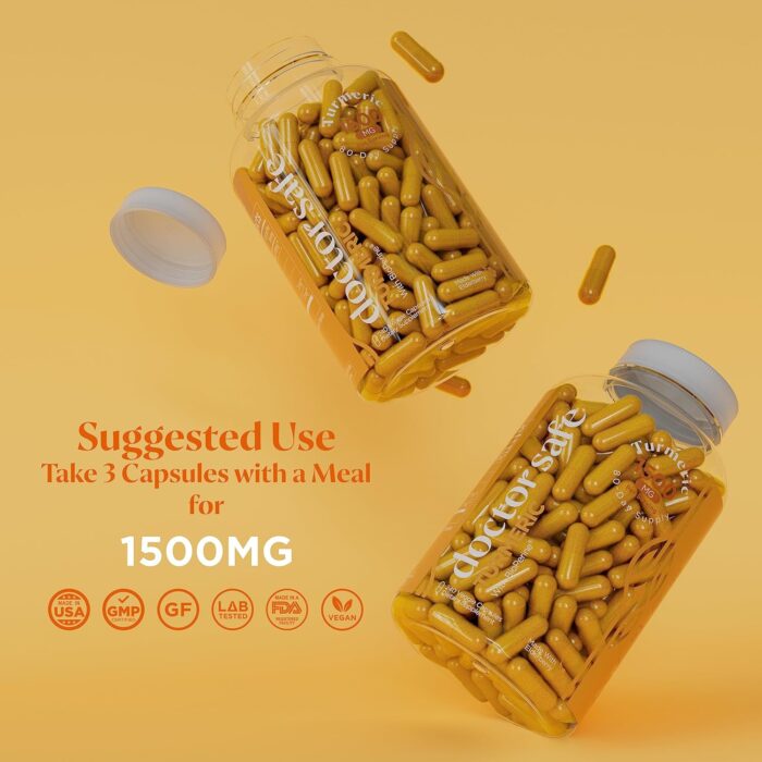 Turmeric Curcumin with 95% Curcuminoids & BioPerine Black Pepper | 1500mg | Joint Support Supplement | Non-GMO Gluten-Free - 240 Capsules - Image 4