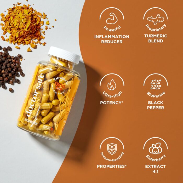 Turmeric Curcumin with 95% Curcuminoids & BioPerine Black Pepper | 1500mg | Joint Support Supplement | Non-GMO Gluten-Free - 240 Capsules - Image 7