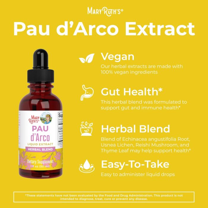 MaryRuth Organics PAU d'Arco Bark Liquid Herbal Supplement | Immune Support, Digestive & Gut Health | Echinacea, Usnea Lichen, Reishi Mushroom, Thyme Leaf | Vegan, Non-GMO | 1 Fl Oz, 1 Month Supply - Image 7