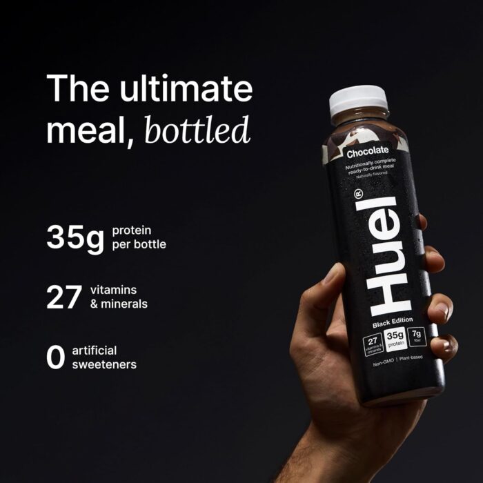 Huel Black Edition Ready-to-Drink, Chocolate Meal Replacement Drink, 35g High Protein, 27 Vitamins and Minerals, Vegan, Gluten Free, Plant Based, High Fiber, Low Sugar, 16.9 Fl Oz (12 Pack) - Image 3