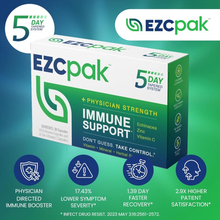 EZC Pak 5-Day Tapered Immune Support Booster - Vitamin Immune Support Supplement, Echinacea, Zinc Vitamin C, Immune Boosters for Adults - Immune Support Vitamins (Pack of 6) - Image 4