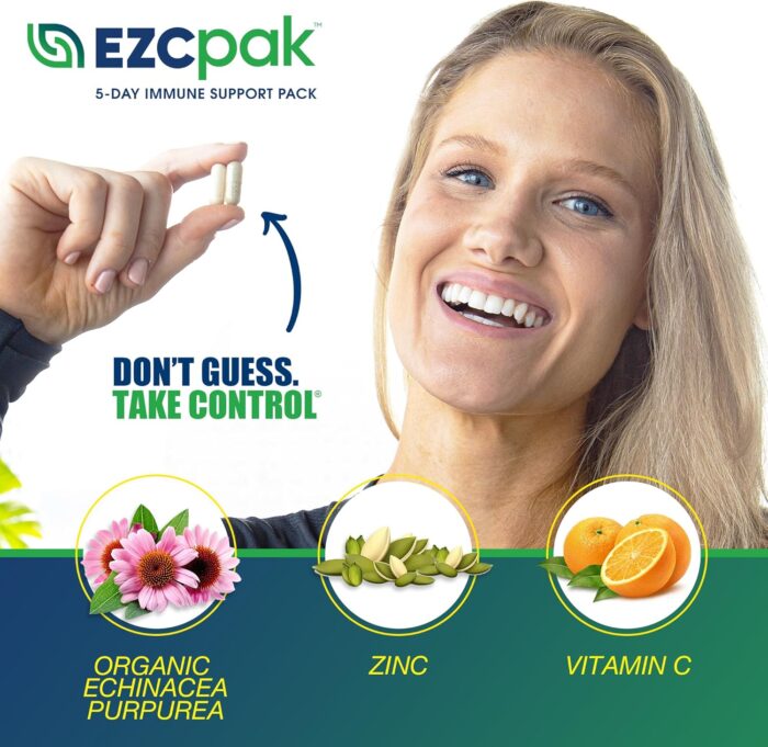 EZC Pak 5-Day Tapered Immune Support Booster - Vitamin Immune Support Supplement, Echinacea, Zinc Vitamin C, Immune Boosters for Adults - Immune Support Vitamins (Pack of 6) - Image 6