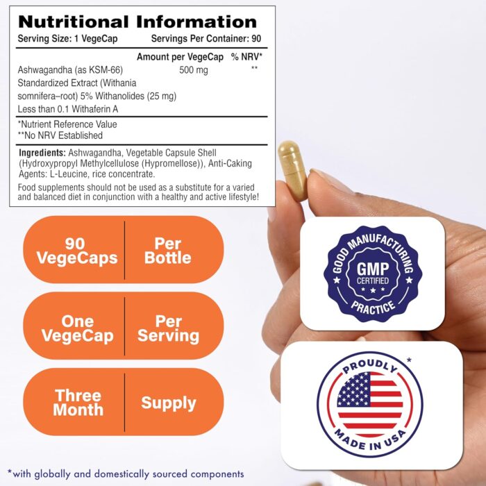 Health Thru Nutrition Ashwagandha 500mg KSM­66® 90 Capsules | Stress, Mood, Focus, & Energy | Clinically Proven and Organic Root-Only Whitania Somnifera Extract | Non-GMO, Gluten & Soy Free - Image 3