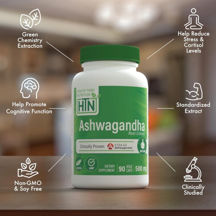 Health Thru Nutrition Ashwagandha 500mg KSM­66® 90 Capsules | Stress, Mood, Focus, & Energy | Clinically Proven and Organic Root-Only Whitania Somnifera Extract | Non-GMO, Gluten & Soy Free - Image 5