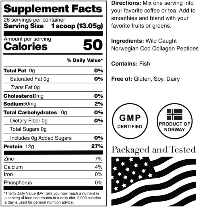 Norcal Marine Collagen - 12oz Marine Collagen Peptides Powder | High Protein, Zero Fat/Sugar/Carb | Skin, Hair, Nail & Joint Health | Low Metals, US GMP Certified - Image 3