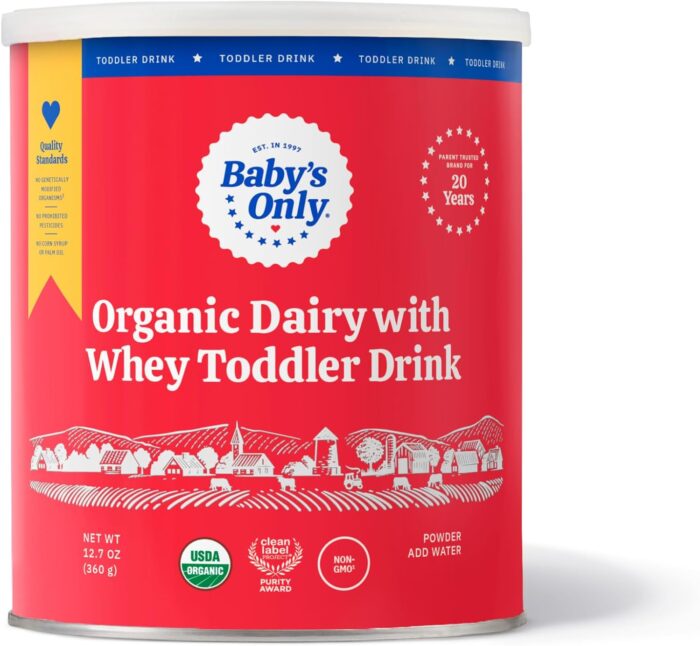 Baby's Only Organic Dairy with Whey Toddler Drink, Milk Powder with Extra Whey Protein, Iron, Vitamin D, Toddlers 12 Months Old and Up, Organic Toddler Drink, Easy to Digest, 12.7 oz, 1 Pack - Image 2