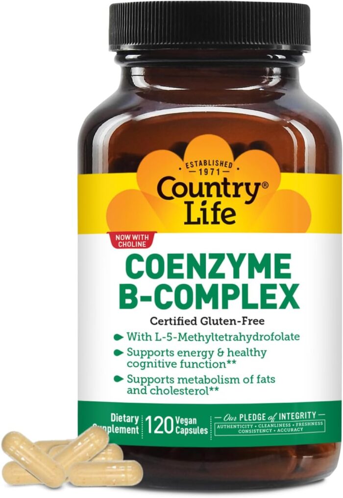Country Life Coenzyme B-Complex, 120 Capsules – Supports Energy & Metabolism, Mood & Cognitive Function – Vegan, Gluten-Free, Bioavailable B Vitamins with Choline - Image 2