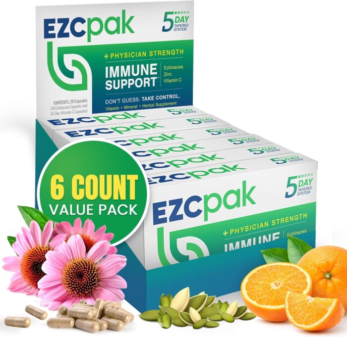 EZC Pak 5-Day Tapered Immune Support Booster - Vitamin Immune Support Supplement, Echinacea, Zinc Vitamin C, Immune Boosters for Adults - Immune Support Vitamins (Pack of 6) - Image 2