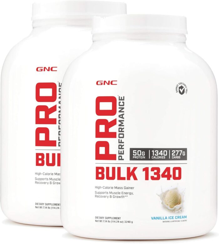 GNC Pro Performance Bulk 1340 - Vanilla Ice Cream, Twin Pack, 9 Servings per Bottle, Supports Muscle Energy, Recovery and Growth - Image 2