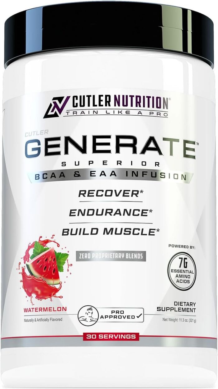 Generate EAA and BCAA Powder: Best Post Workout Recovery Drink and Branched Chain Amino Acids Supplement with Essential Amino Acids, 5g BCAAs, 2g EAAs for Lean Muscle Mass | Watermelon, 30 Servings - Image 2