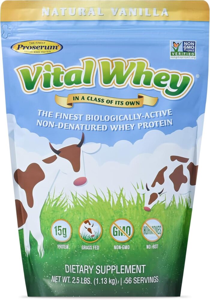 Grass-Fed Whey Protein Powder for Immune Vitality, Natural Vanilla 2.5lbs (56 Servings), 15g Protein Per Serve, Vital Whey, Clean Holistic, Wellness Nutrition - Image 2