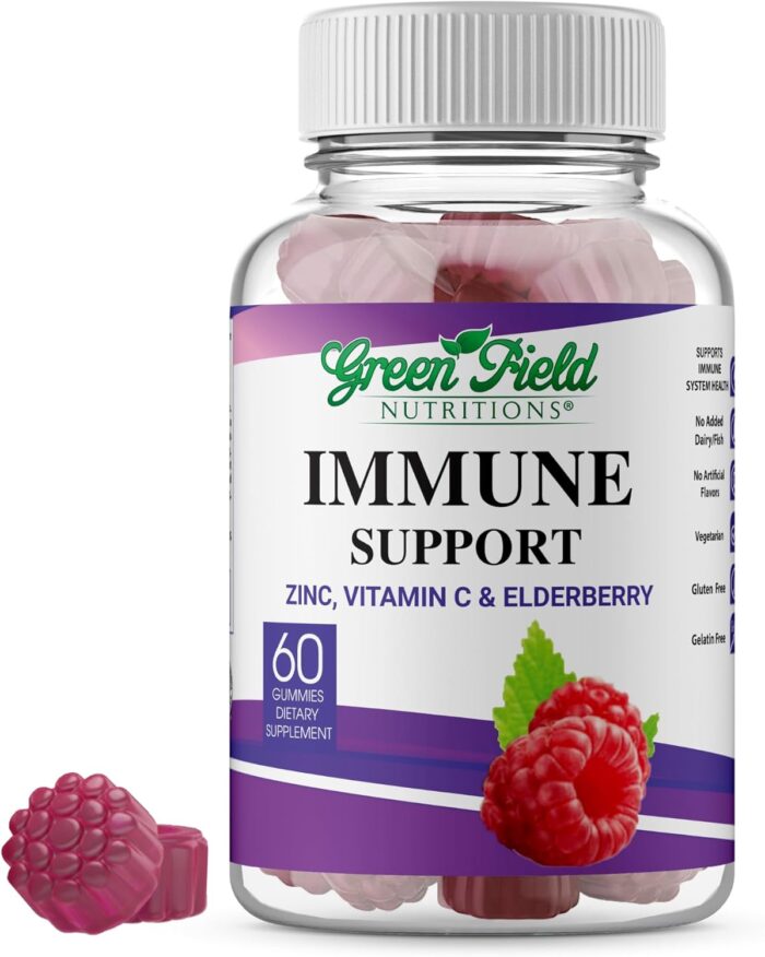 Greenfield Nutritions Halal Immune Support Elderberry Gummies for Adults - Supports Your Immune System Naturally with Halal Zinc and Vitamin C Gummy - 60 Delicious Mixed Berry Gummies Halal Vitamins - Image 2