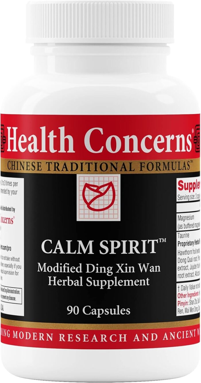 Health Concerns Calm Spirit - Stress Relief Supplement for Men & Women - Herbal Calming Support - Eases Tension & Nervousness - Magnesium, Hawthorn, Chinese Peony & More - 90 Capsules - Image 2