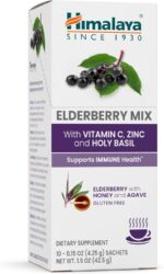 Himalaya Elderberry Mix, Drink Mix Supplement, Immune Support with Elderberry, Zinc, Vitamin C and Holy Basil, Caffeine Free, 10-0.15 oz (4.3 g) Packets, Easy to Mix, Gluten Free - Image 2