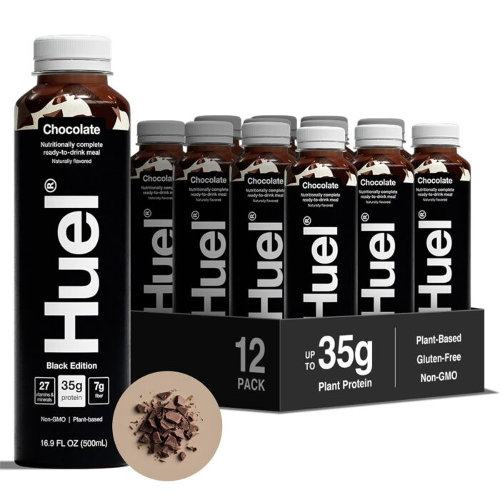Huel Black Edition Ready-to-Drink, Chocolate Meal Replacement Drink, 35g High Protein, 27 Vitamins and Minerals, Vegan, Gluten Free, Plant Based, High Fiber, Low Sugar, 16.9 Fl Oz (12 Pack) - Image 2