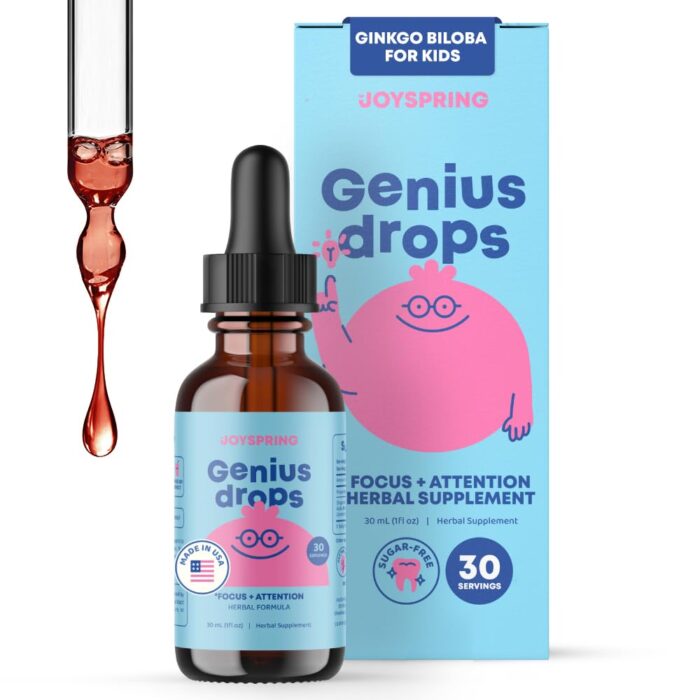 JoySpring Genius Drops for Kids | Clinically Proven Focus Supplement | Liquid Herbal Focus Supplement with Ginkgo Biloba for Kids (1 fl oz) 30 Servings - Image 2