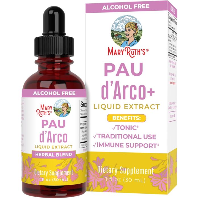 MaryRuth Organics PAU d'Arco Bark Liquid Herbal Supplement | Immune Support, Digestive & Gut Health | Echinacea, Usnea Lichen, Reishi Mushroom, Thyme Leaf | Vegan, Non-GMO | 1 Fl Oz, 1 Month Supply - Image 2