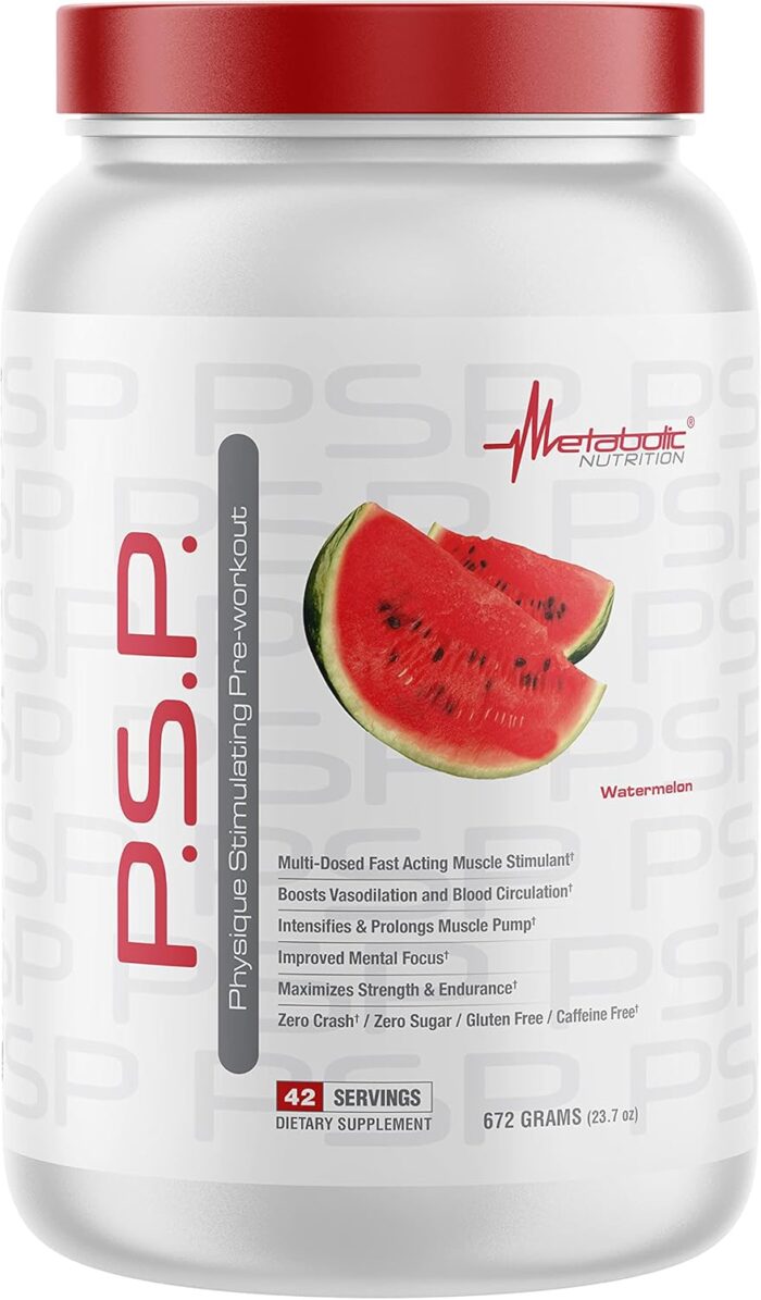 Metabolic Nutrition P.S.P. Physique Stimulating PreWorkout 672g Zero Sugar Caffeine Free (Watermelon) - Image 2