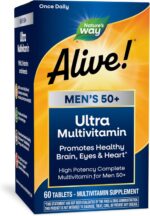 Nature's Way Alive! Men’s 50+ Daily Ultra Multivitamin, High Potency Formula, Supports Healthy Brain, Eyes & Heart*, with Methylated B12, Gluten-Free, 60 Tablets (Packaging May Vary) - Image 2