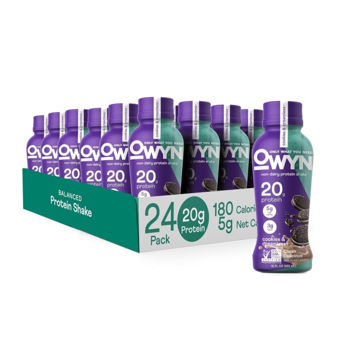 OWYN Only What You Need Vegan Protein Shake, Cookies & Creamless, 20g Plant Based Protein, Omega-3, Prebiotic Supplements, Superfoods Greens Blend, Gluten-Free, Soy-Free, Non-GMO (24 Pack) - Image 2