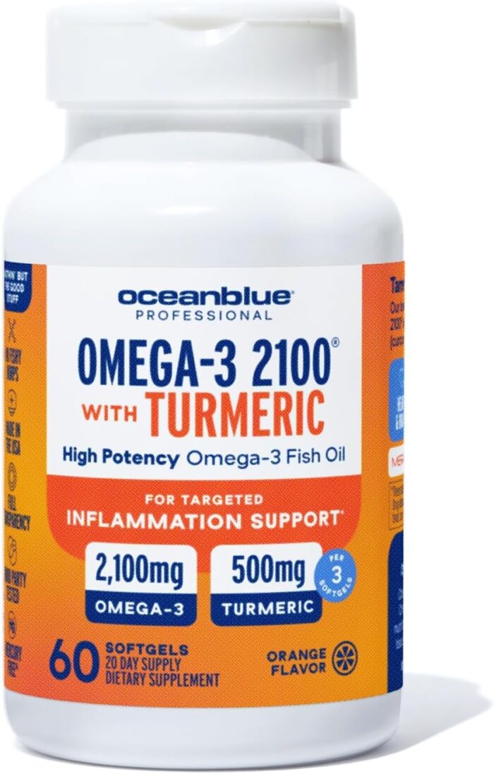 Oceanblue Professional Omega-3 2100 with Turmeric - 60 Count - Triple Strength Burpless Fish Oil for Heart Health, Joint Support Supplement - 20 Servings - Image 2