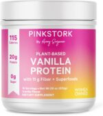 Pink Stork Protein Powder for Women, 20g Plant Based Protein Powder with Fiber + Superfoods, Gluten Free, Dairy Free, Sugar Free, Vanilla Protein Shake - 15 Scoops - Image 2