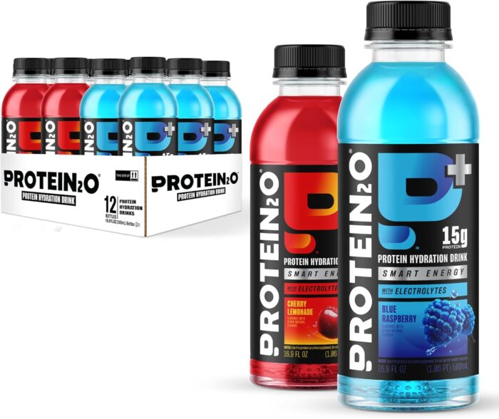 Protein2o 15g Whey Protein Isolate Hydration Drink Plus Energy & Focus, 350mg of Electrolytes, Vitamins B5 & B6, Sugar Free, Energy Variety Pack, 16.9 oz Bottle (Pack of 12) - Image 2