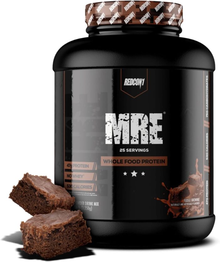 REDCON1 MRE Protein Powder, Fudge Brownie - Meal Replacement Protein Blend Made with MCT Oil & Whole Foods - Protein with Natural Ingredients to Aid in Muscle Recovery (25 Servings) - Image 2