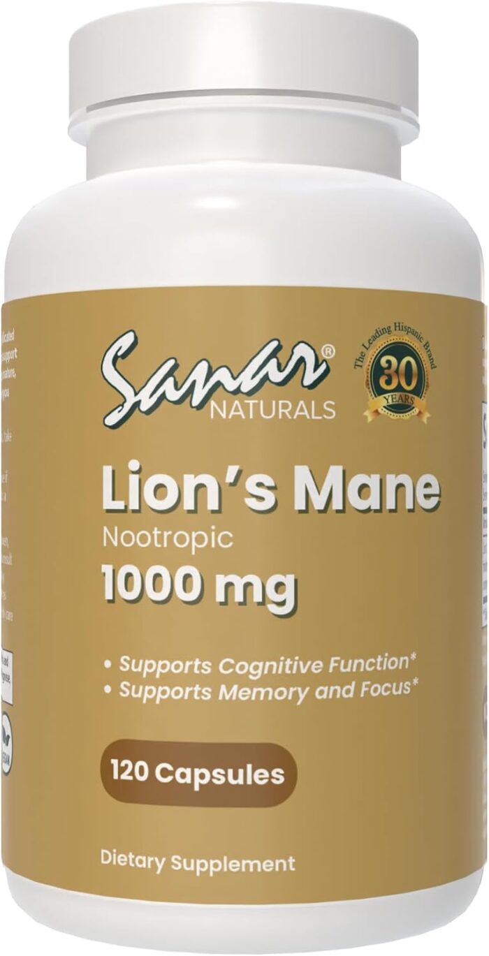 Sanar Naturals Lions Mane Supplement Capsules - Focus, Memory and Brain Function Support - Mushroom Lions Mane Powder Supplement Nootropic - Non-GMO, Gluten-Free, 120 Pills - Image 2