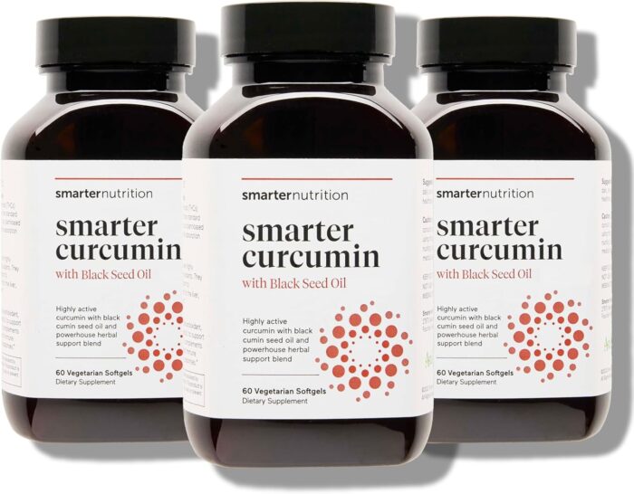 Smarter Nutrition Curcumin Softgels - Vegan High Absorption 400 mg Curcumin Supplement Standardized to 95% Tetrahydrocurcuminoids + Organic Black Seed Oil & Ginger for Joint & Immune Health - 180 Ct - Image 2